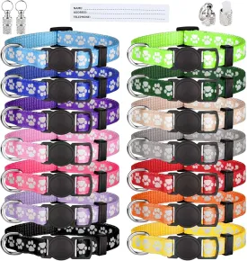 14 PCS Puppy Collars for Litter Puppy ID Collars Glow in The Dark Whelping Supplies Soft Nylon Breakaway Coloured Collars with 2 ID Tags(S)