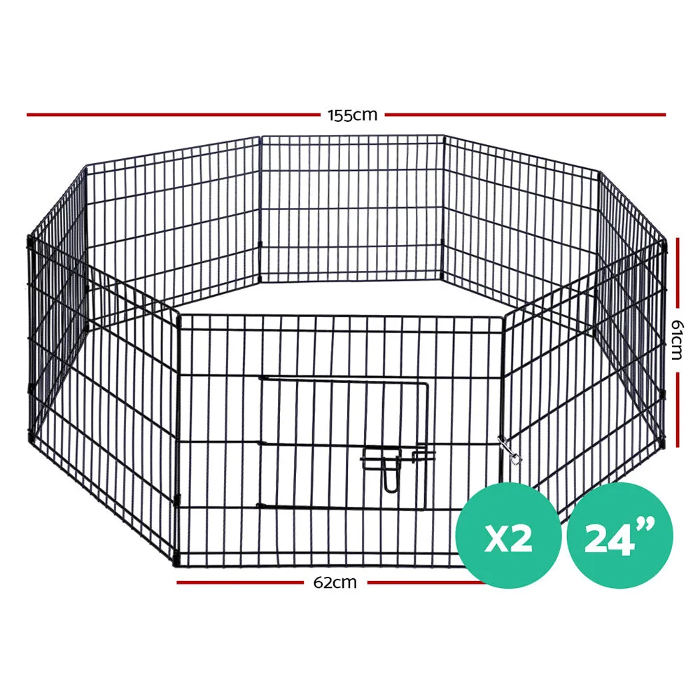 2x24" 8 Panel Dog Playpen | Pet Fence Exercise Cage Enclosure Play Pen