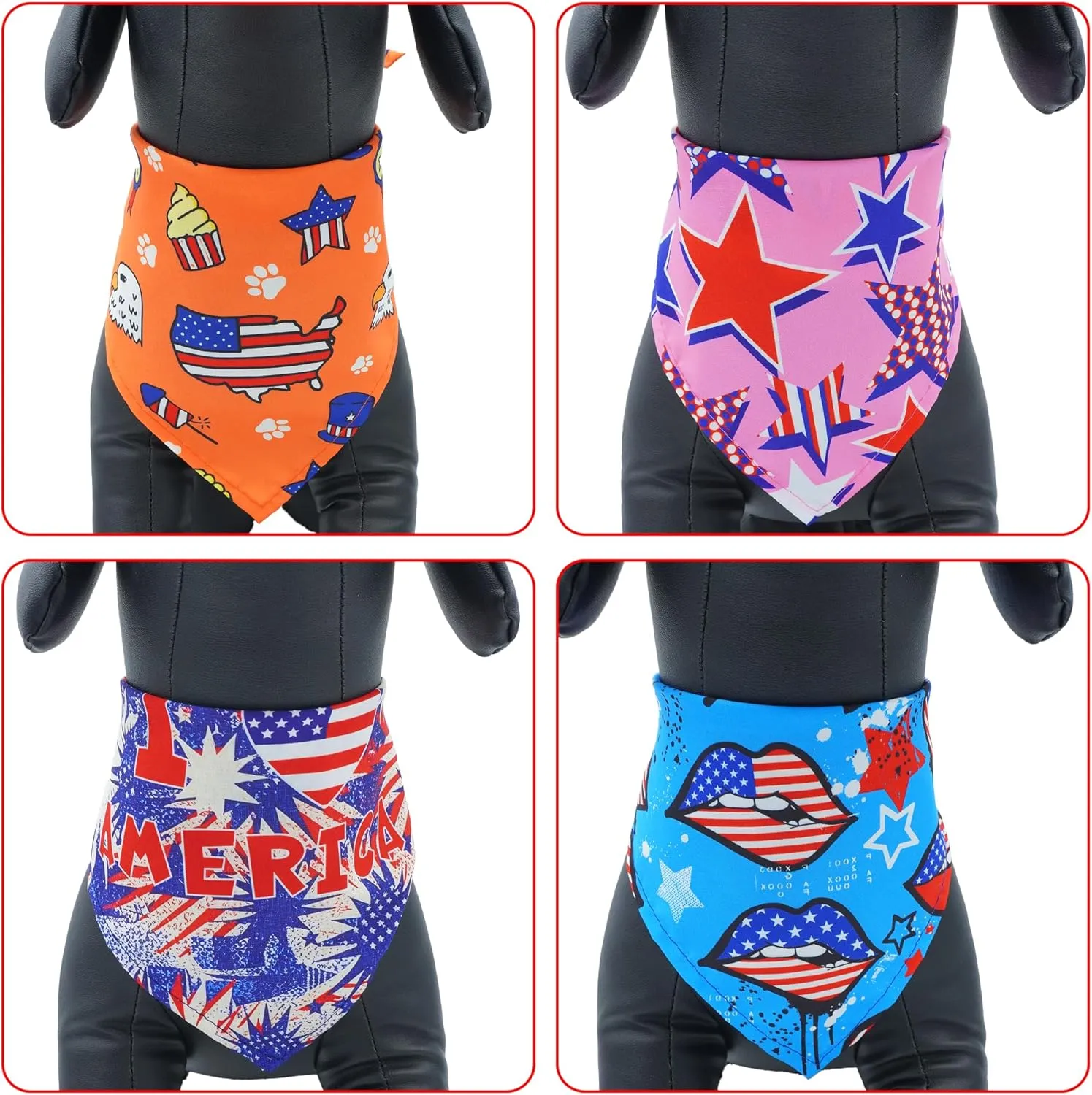 30 Pcs Patriotic Small Dog Bandanas Bulk 25 Inch Independence Day Dogs Bandana for Medium Dogs Breed 4th of July Dog Bandanas Large Cats Grooming M