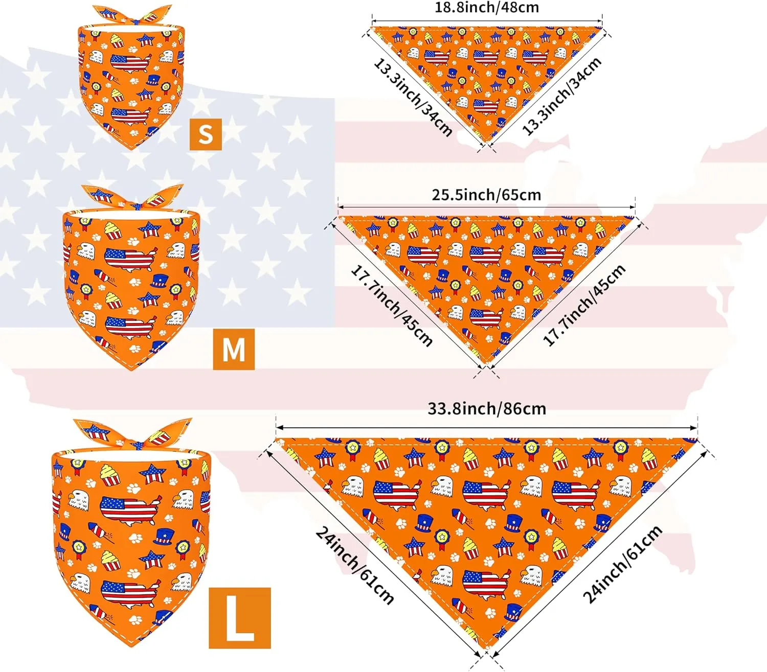 30 Pcs Patriotic Small Dog Bandanas Bulk 25 Inch Independence Day Dogs Bandana for Medium Dogs Breed 4th of July Dog Bandanas Large Cats Grooming M