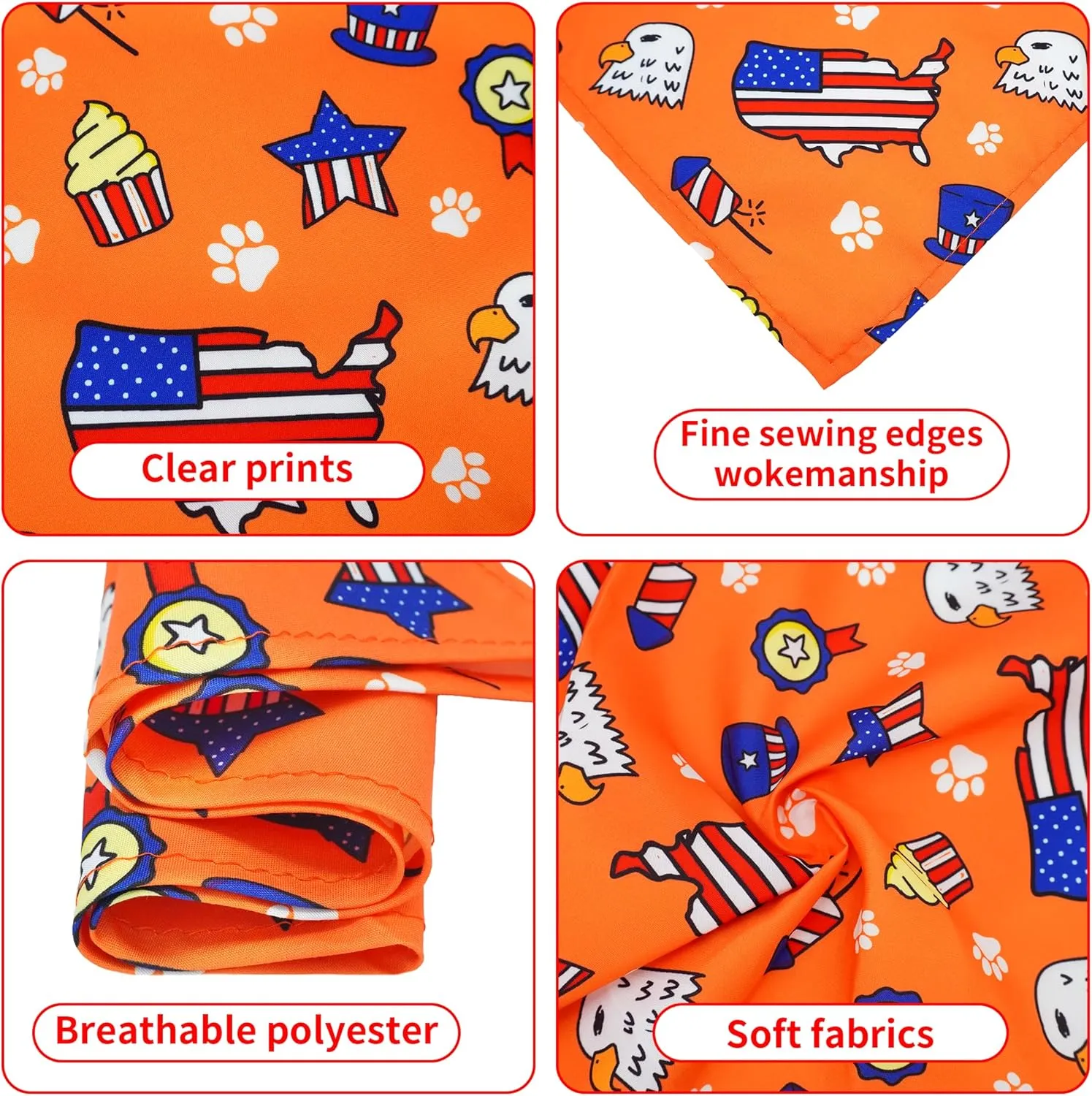 30 Pcs Patriotic Small Dog Bandanas Bulk 25 Inch Independence Day Dogs Bandana for Medium Dogs Breed 4th of July Dog Bandanas Large Cats Grooming M