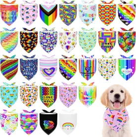 30 Pcs Rainbow Small Dog Bandanas Bulk 25 Inch Pride Dog Bandanas for Medium Dogs Breed LGBT Dogs Bandana Large Cats Grooming M