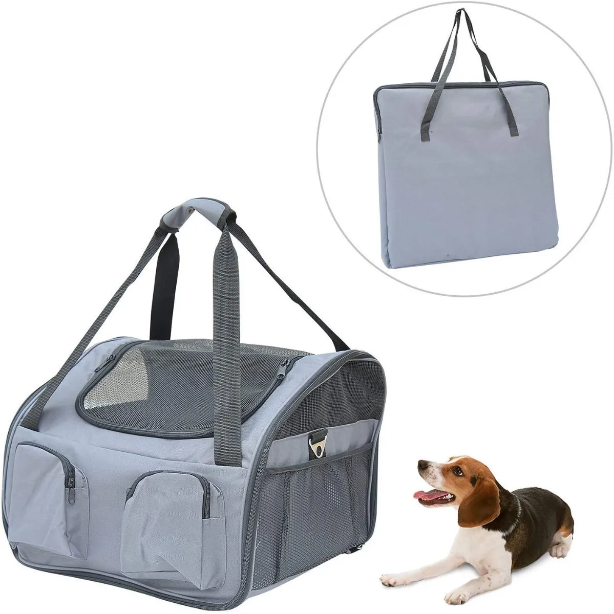 41Lx34Wx30H cm Pets Carrier Folding Bag-Grey
