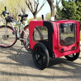 46" Outdoor Red Foldable Bicycle Trailer for Pets - Dog Trailer with Reflectors and Safety Flag