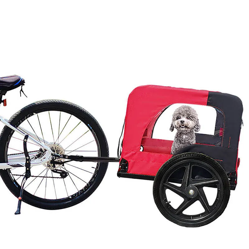 46" Outdoor Red Foldable Bicycle Trailer for Pets - Dog Trailer with Reflectors and Safety Flag