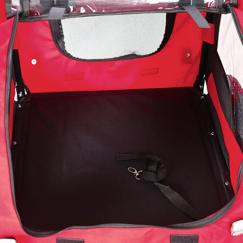 46" Outdoor Red Foldable Bicycle Trailer for Pets - Dog Trailer with Reflectors and Safety Flag