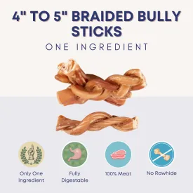 4" to 5" Braided Bully Sticks