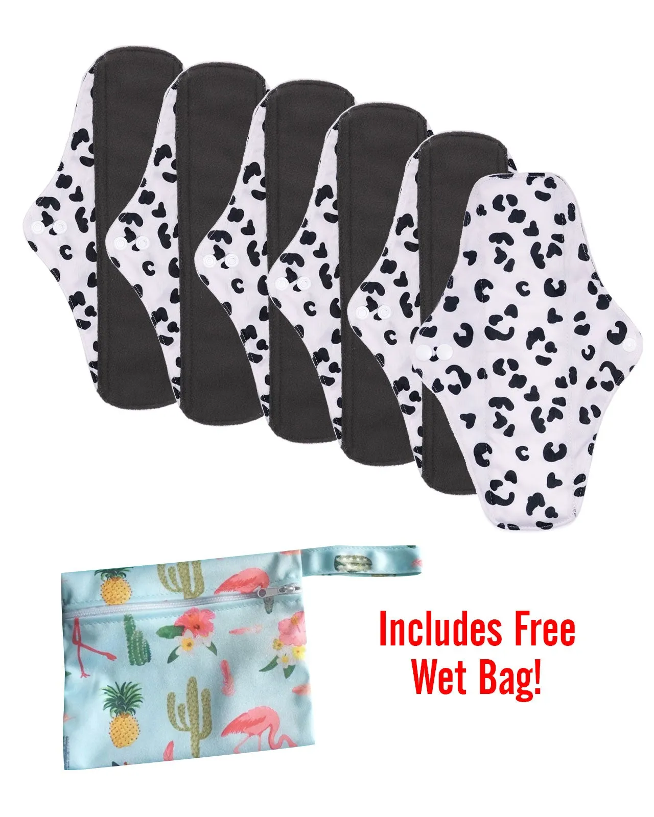 6pc LeakProof Reusable Pads (Includes Free Wet Bag)