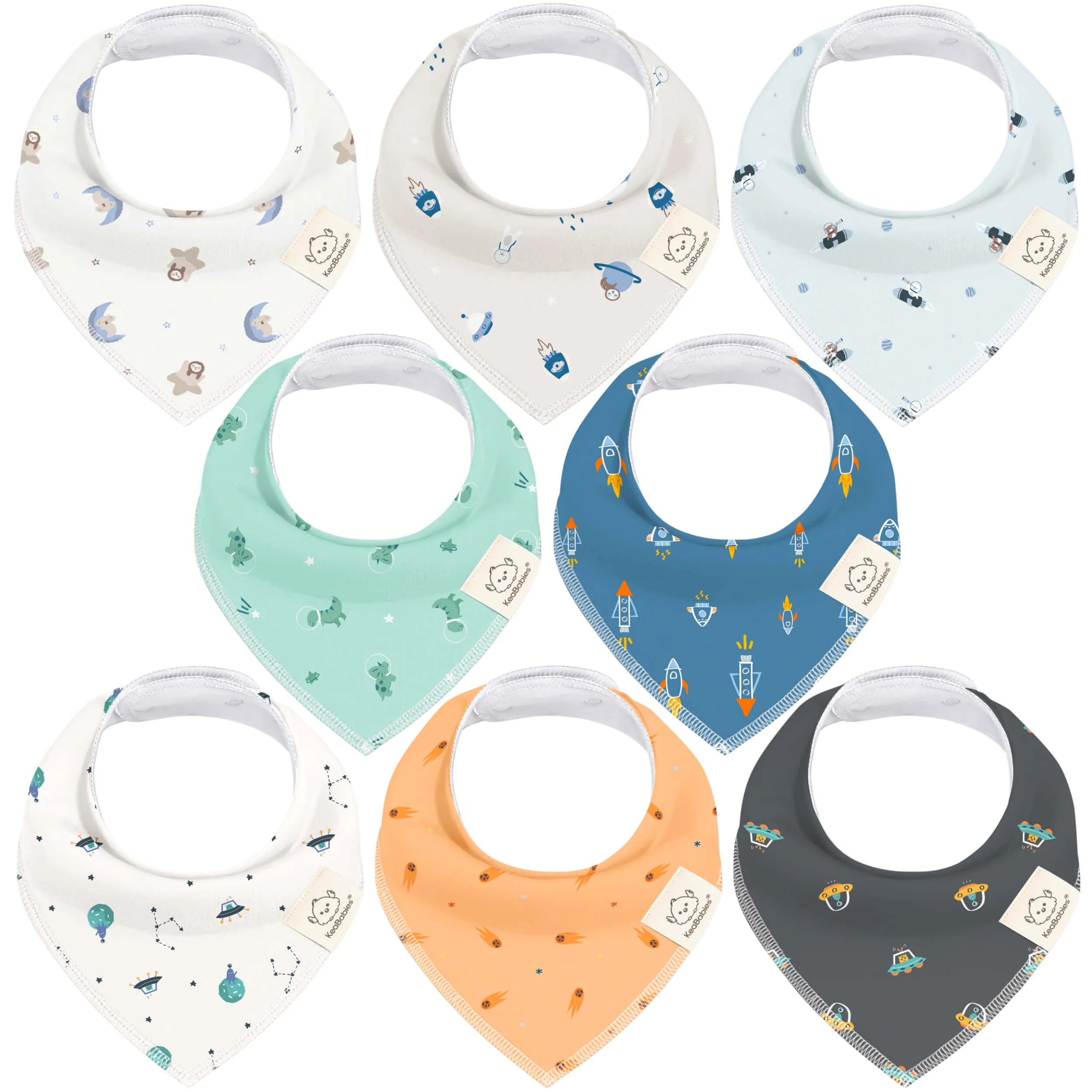 8-Pack Organic Bandana Bibs (Boy)