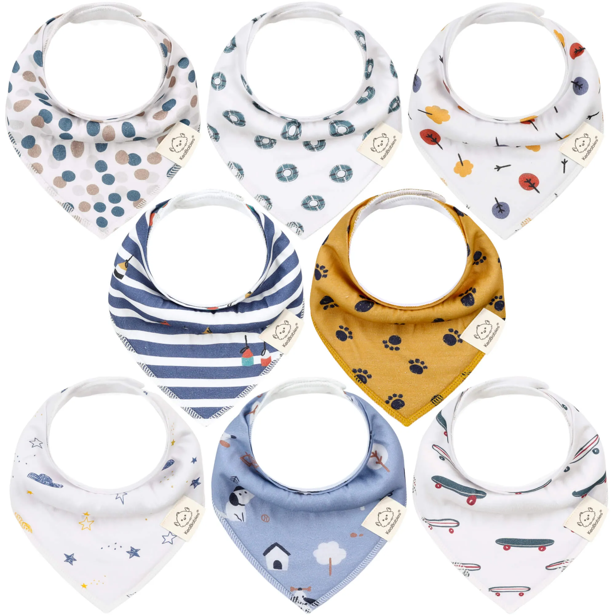 8-Pack Organic Bandana Bibs (Boy)