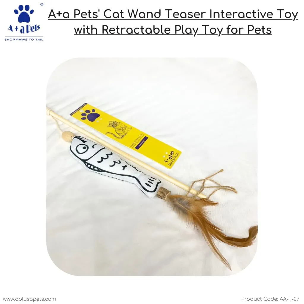 A a Pets' Cat Wand Nemo Teaser Interactive Toy with retractable attached  Fish (Black/White)