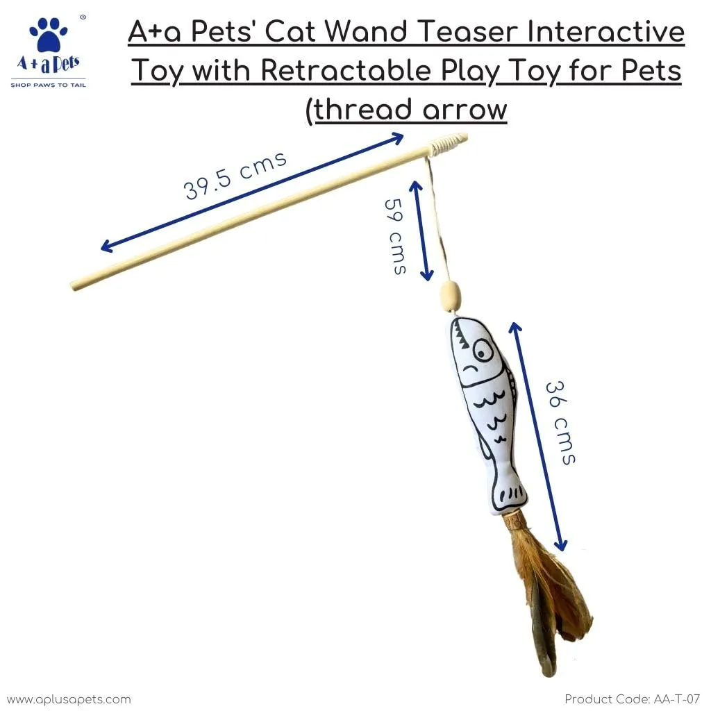 A a Pets' Cat Wand Nemo Teaser Interactive Toy with retractable attached  Fish (Black/White)