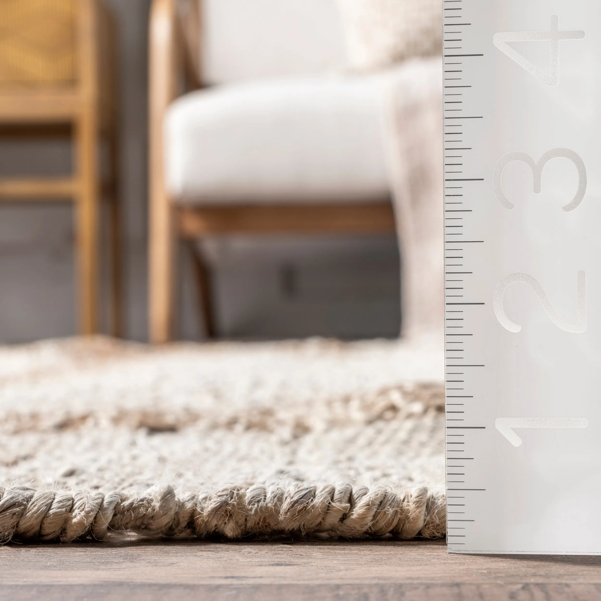 April Casual Stripe Jute Tassel Area Rug