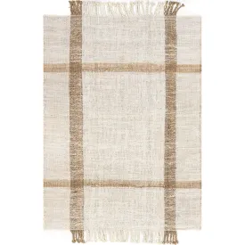 April Casual Stripe Jute Tassel Area Rug
