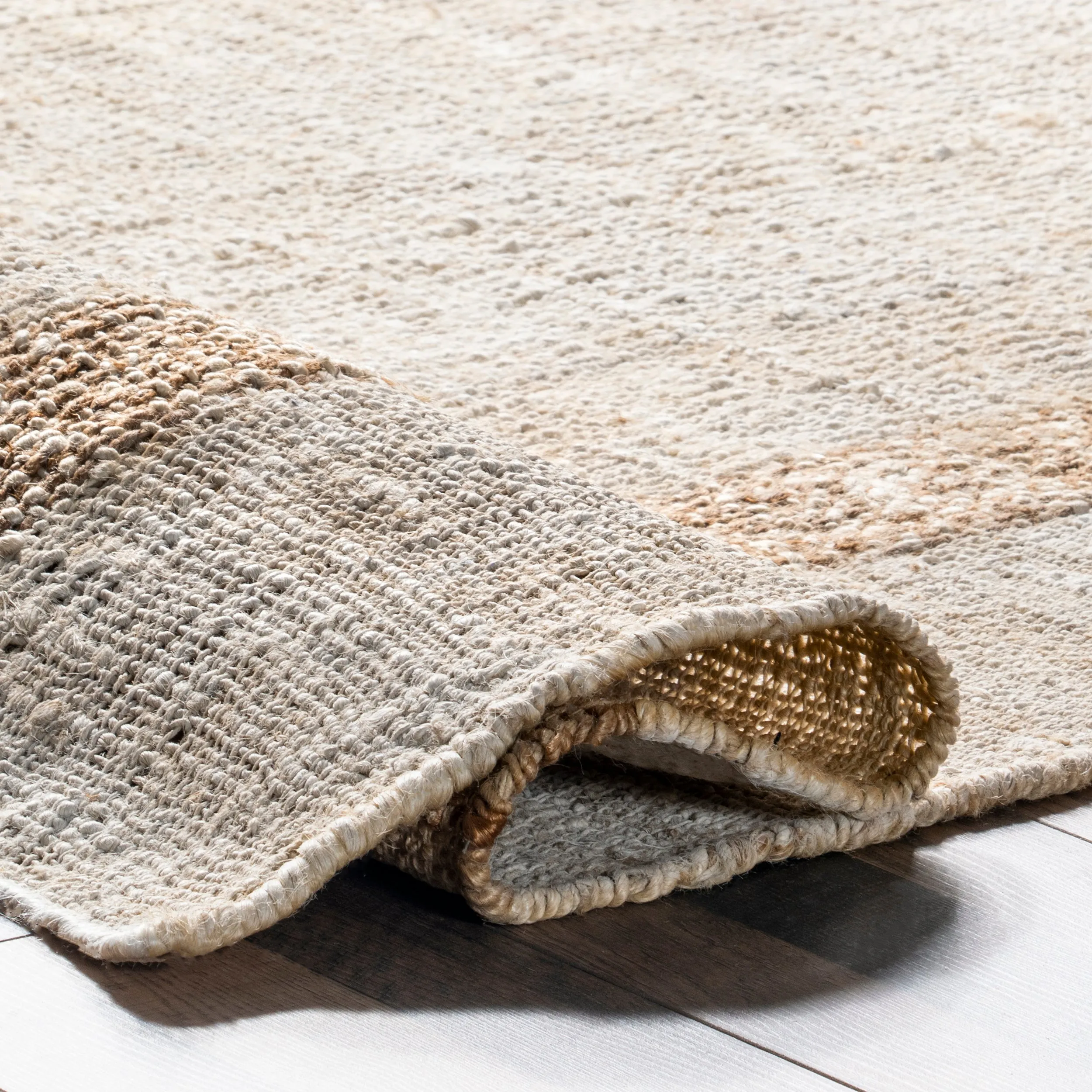 April Casual Stripe Jute Tassel Area Rug