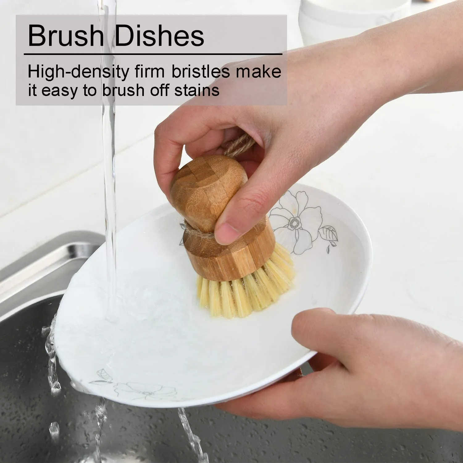 Bamboo Dish Scrub Brushes Set of 12