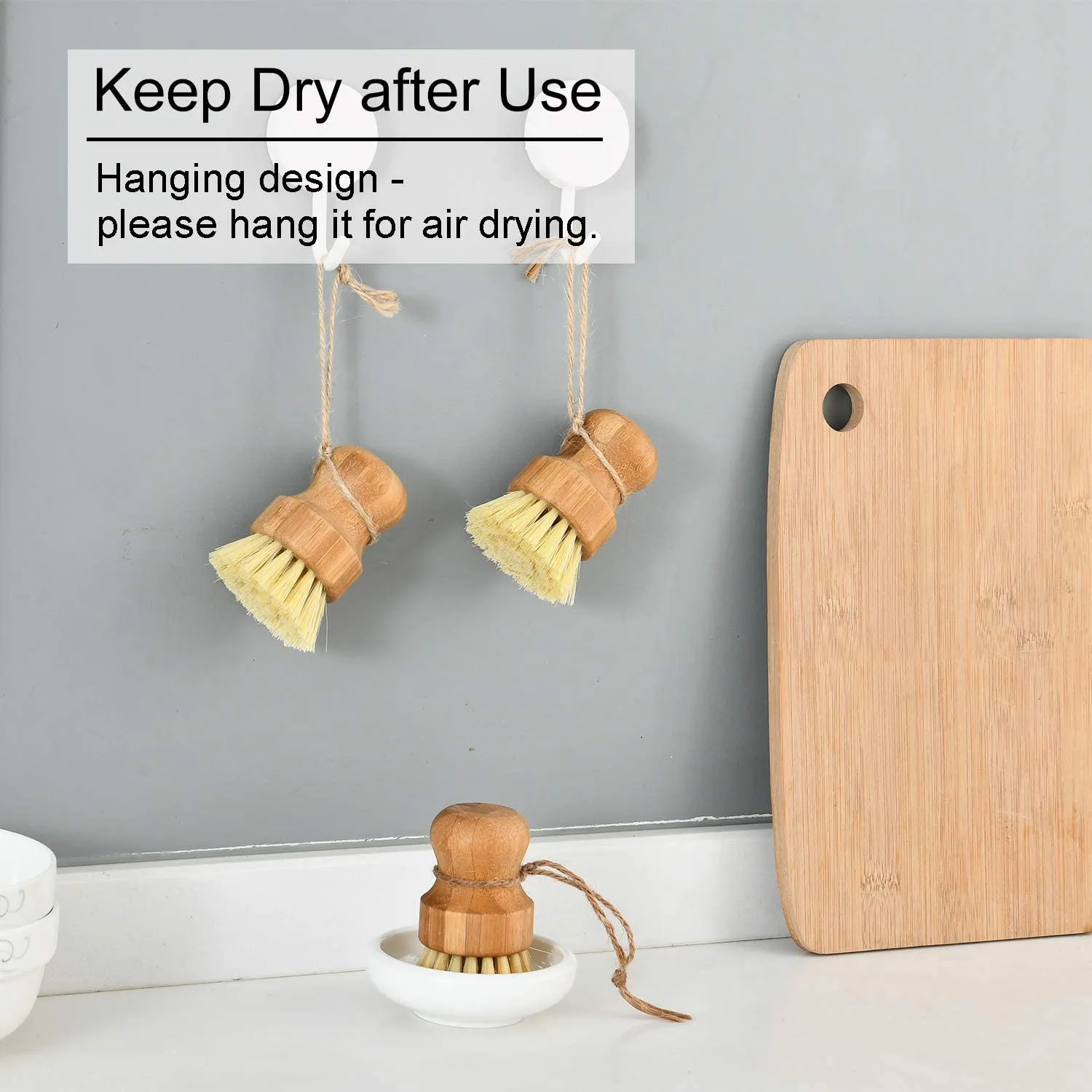 Bamboo Dish Scrub Brushes Set of 12