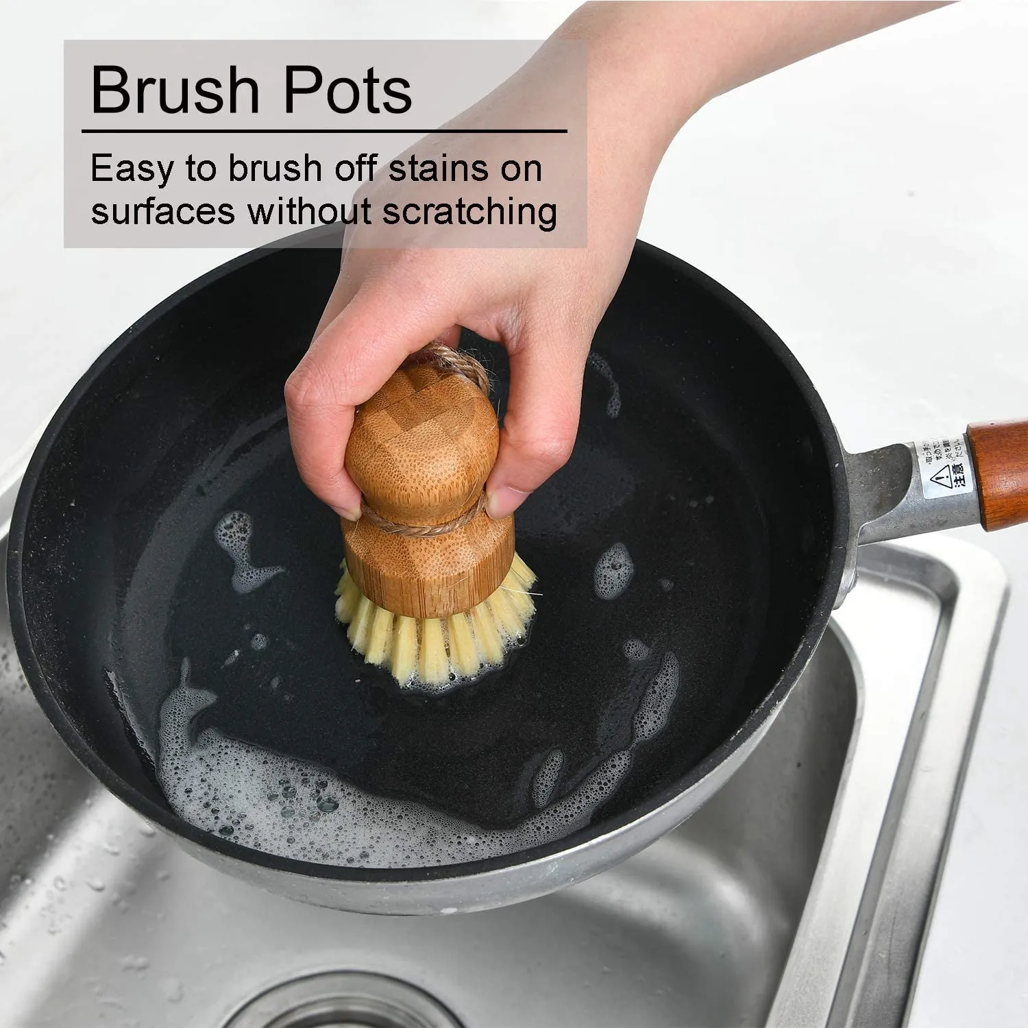 Bamboo Dish Scrub Brushes Set of 12