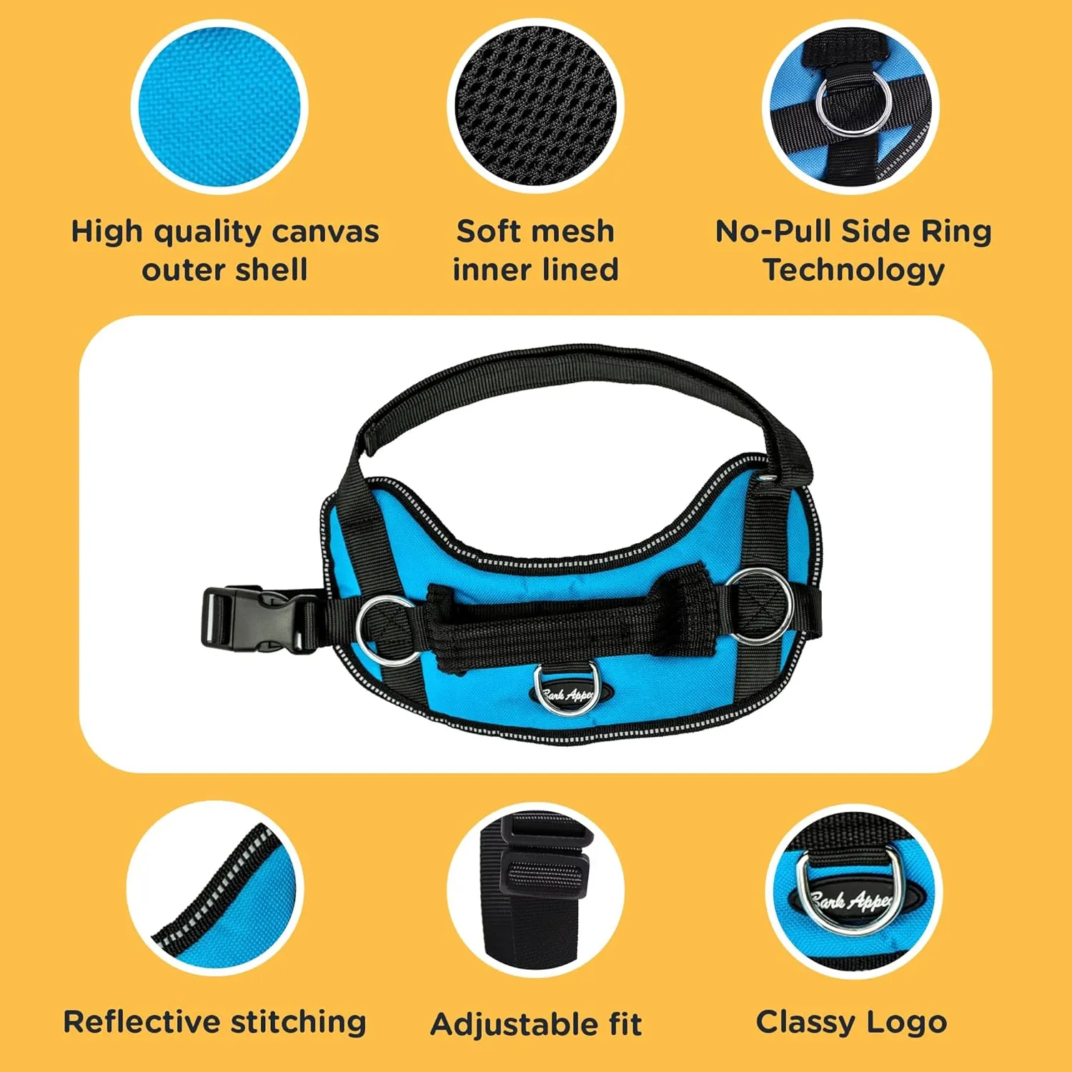 Bark Appeal Pink Hibiscus No-Pull Dog Harness for Small to Medium Sized Pets  Adjustable, Reflective Vest with 3 Leash Clips for Added Control, Easy Walks & Training  Medium