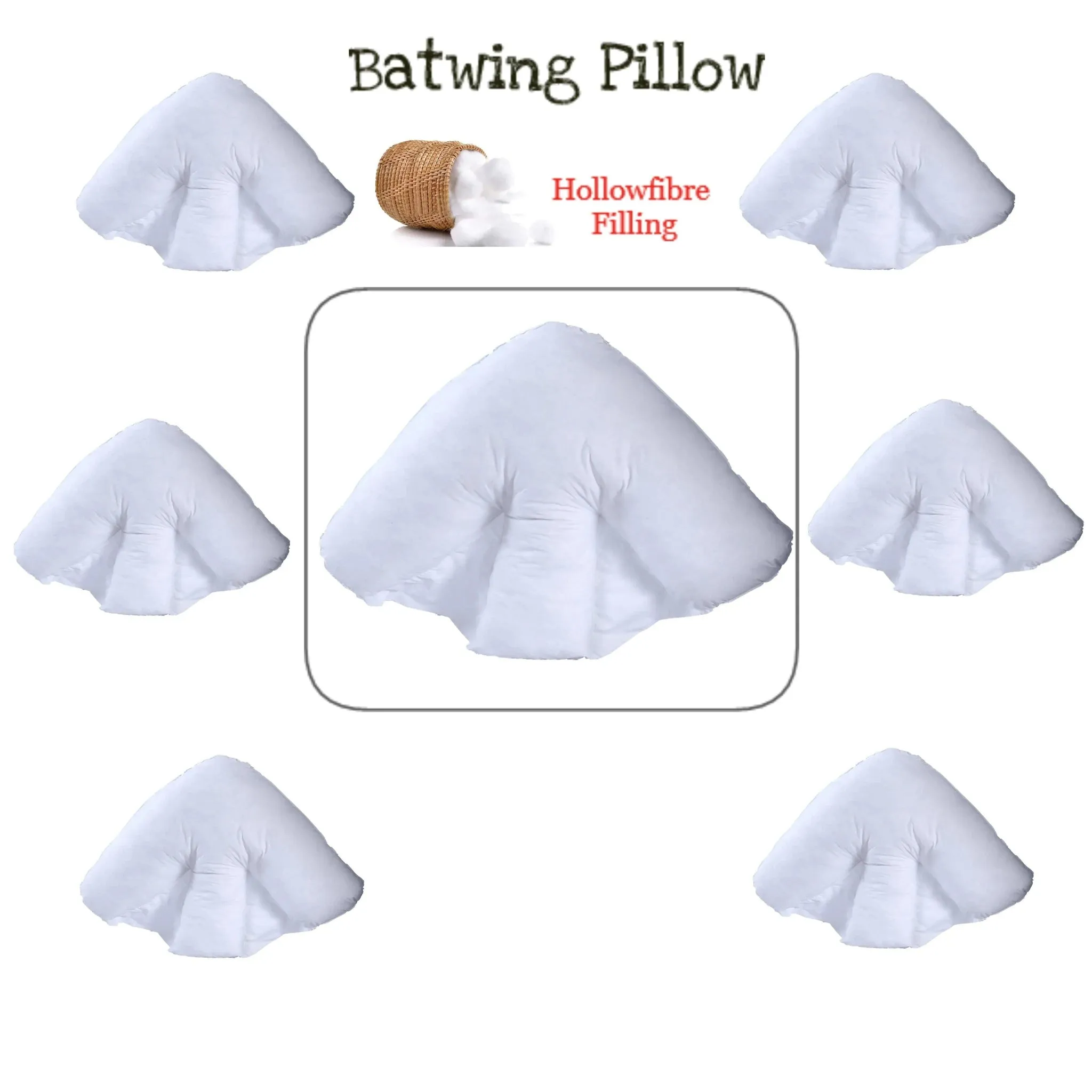 Batwing Pillow Hollowfibre Filled Orthopaedic Support for Back Neck Batwing Cushion