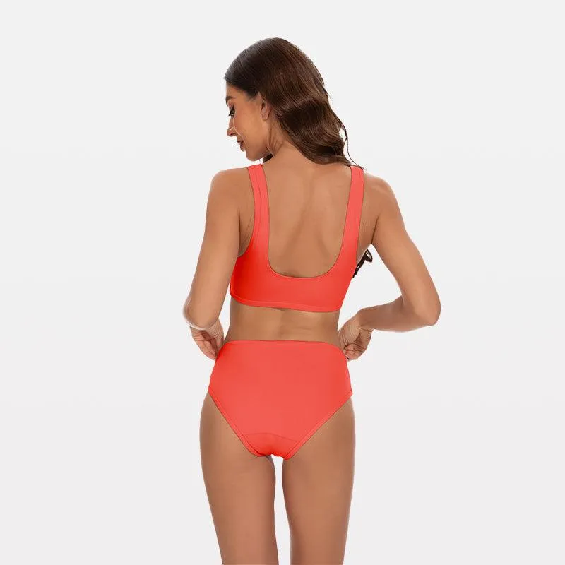 Beautikini Period Swimwear Two Piece Menstrual Leakproof Sporty Bikini Sets