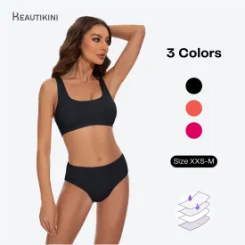 Beautikini Period Swimwear Two Piece Menstrual Leakproof Sporty Bikini Sets