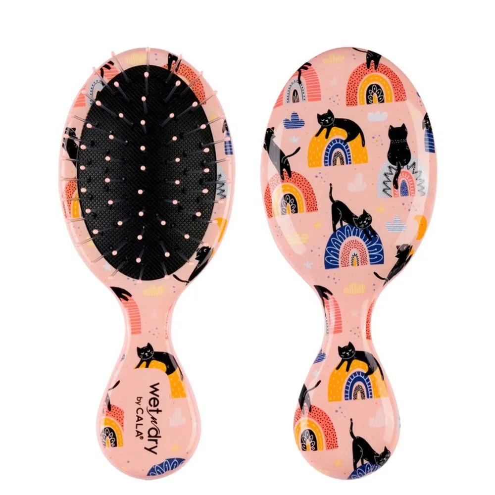 Cala Wet-N-Dry Mini Detangling Hair Brush (Cats Rainbows)
