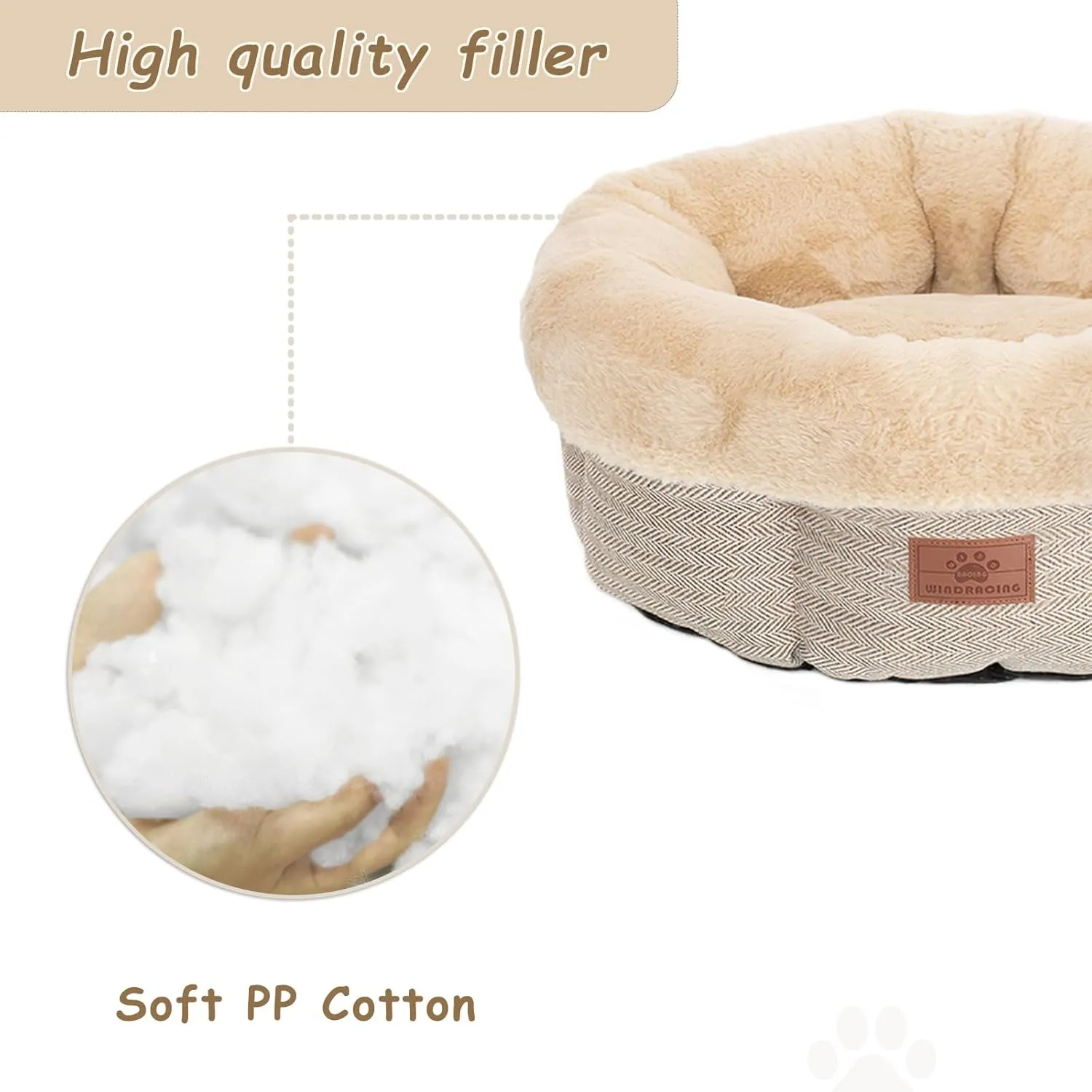 Cat Beds for Indoor Cats,Kitten Bed,Dog Bed for Extra Small Dogs Breeds,Puppy Kennel Bed, Comfy Durable Pet Sleeping Bed, Washable Roun Cat Bed & Non-Slip Bottom, Size 18"L x 18"W x 7.5"Th