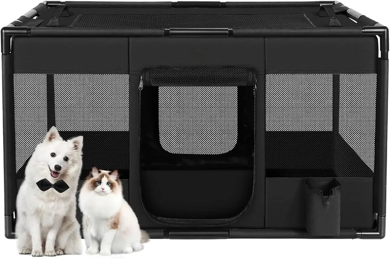 cat cage Portable Soft Cat & Dog Playpen Breathable Mesh Pet Fence with Stable Pipe Frame - Lightweight Enclosure for Indoor Outdoor Travel & Camping Xedapluv(Black,39x24x22in)