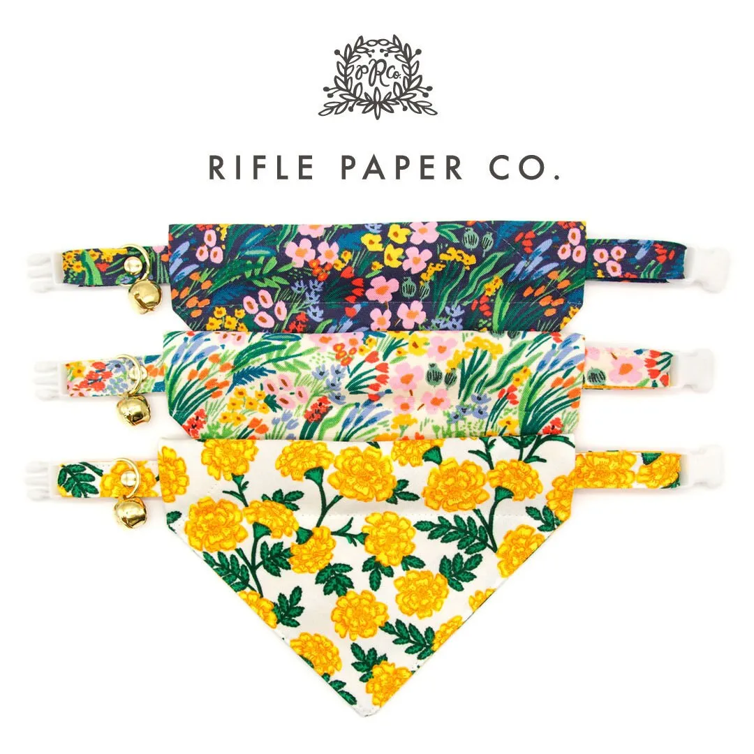 Cat Collar - "Fantasia - Night" - Rifle Paper Co® Blue Floral Cat Collar / Spring, Easter, Summer / Breakaway Buckle or Non-Breakaway / Cat, Kitten   Small Dog Sizes