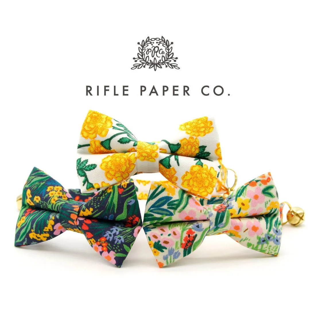 Cat Collar - "Fantasia - Night" - Rifle Paper Co® Blue Floral Cat Collar / Spring, Easter, Summer / Breakaway Buckle or Non-Breakaway / Cat, Kitten   Small Dog Sizes