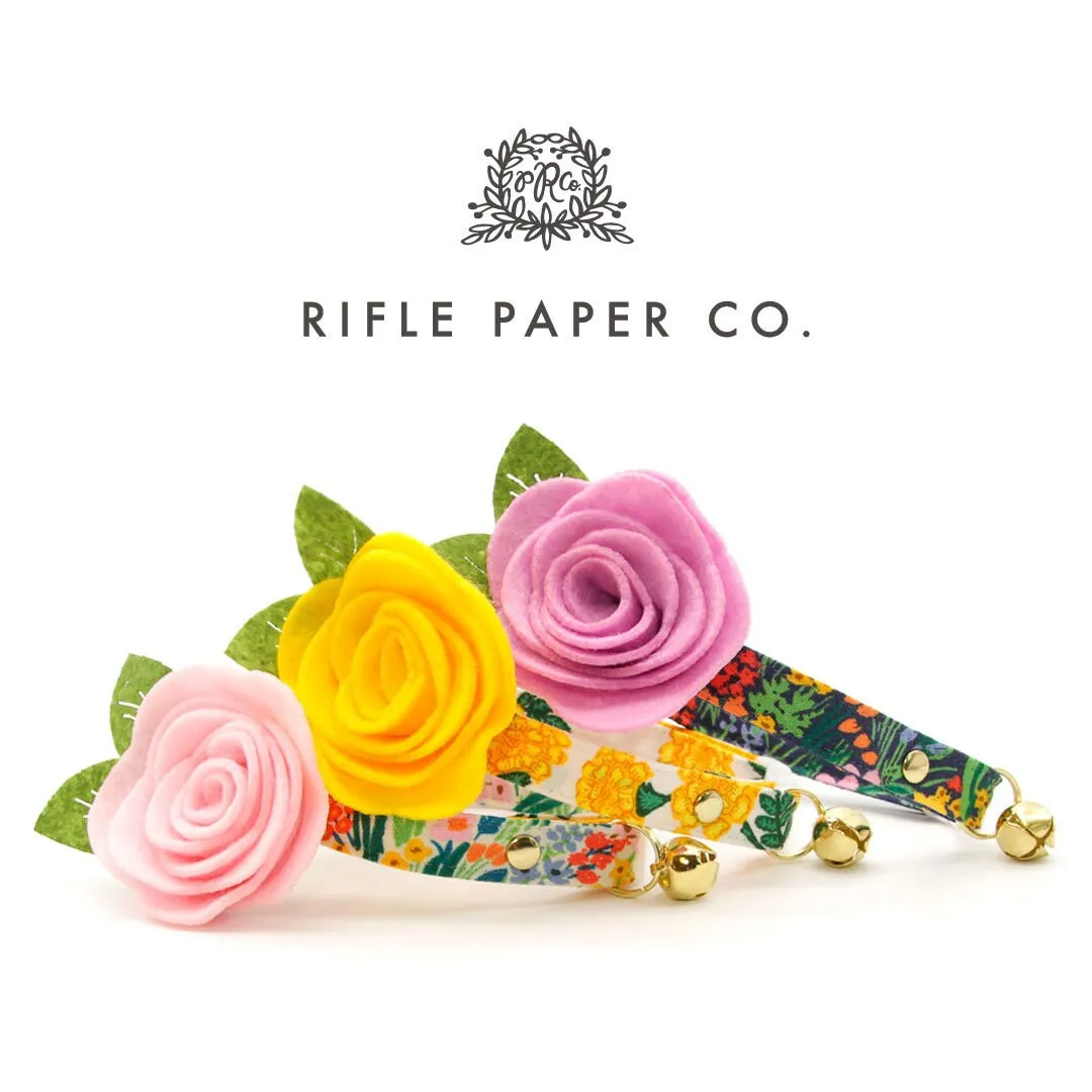 Cat Collar - "Fantasia - Night" - Rifle Paper Co® Blue Floral Cat Collar / Spring, Easter, Summer / Breakaway Buckle or Non-Breakaway / Cat, Kitten   Small Dog Sizes
