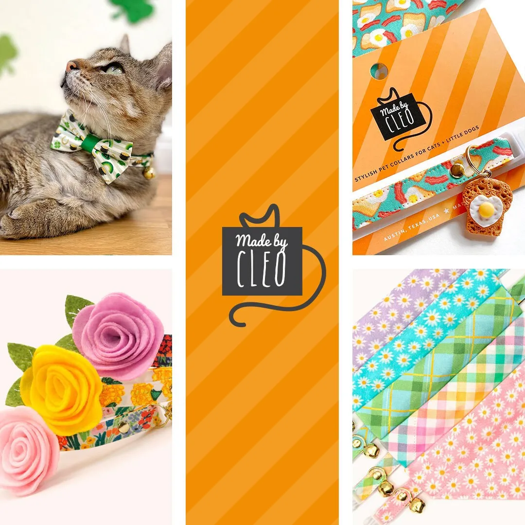 Cat Collar - "Fantasia - Night" - Rifle Paper Co® Blue Floral Cat Collar / Spring, Easter, Summer / Breakaway Buckle or Non-Breakaway / Cat, Kitten   Small Dog Sizes