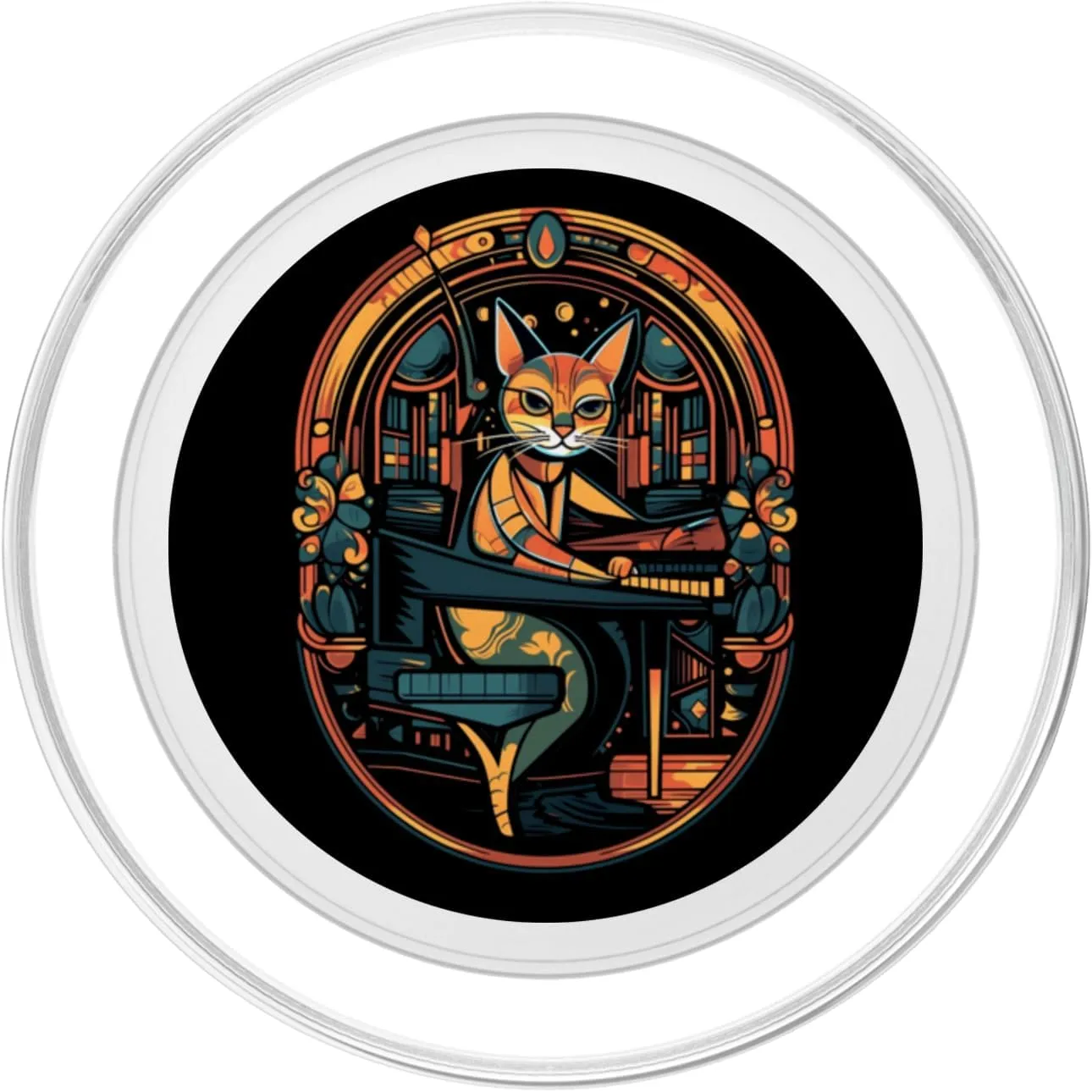 Cat Pianist Piano Player Kitten Music Musician Cats Lover PopSockets PopGrip for MagSafe