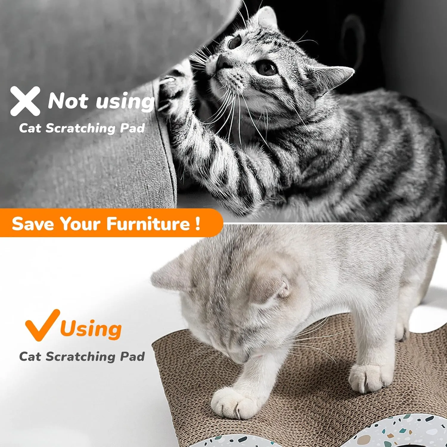 Cat Scratcher, Curved Scratch Pad, Durable Corrugated Cardboard Scratching Board for Indoor Cats, Heavy Duty, Double-Sided Usability, Recyclable with Catnip