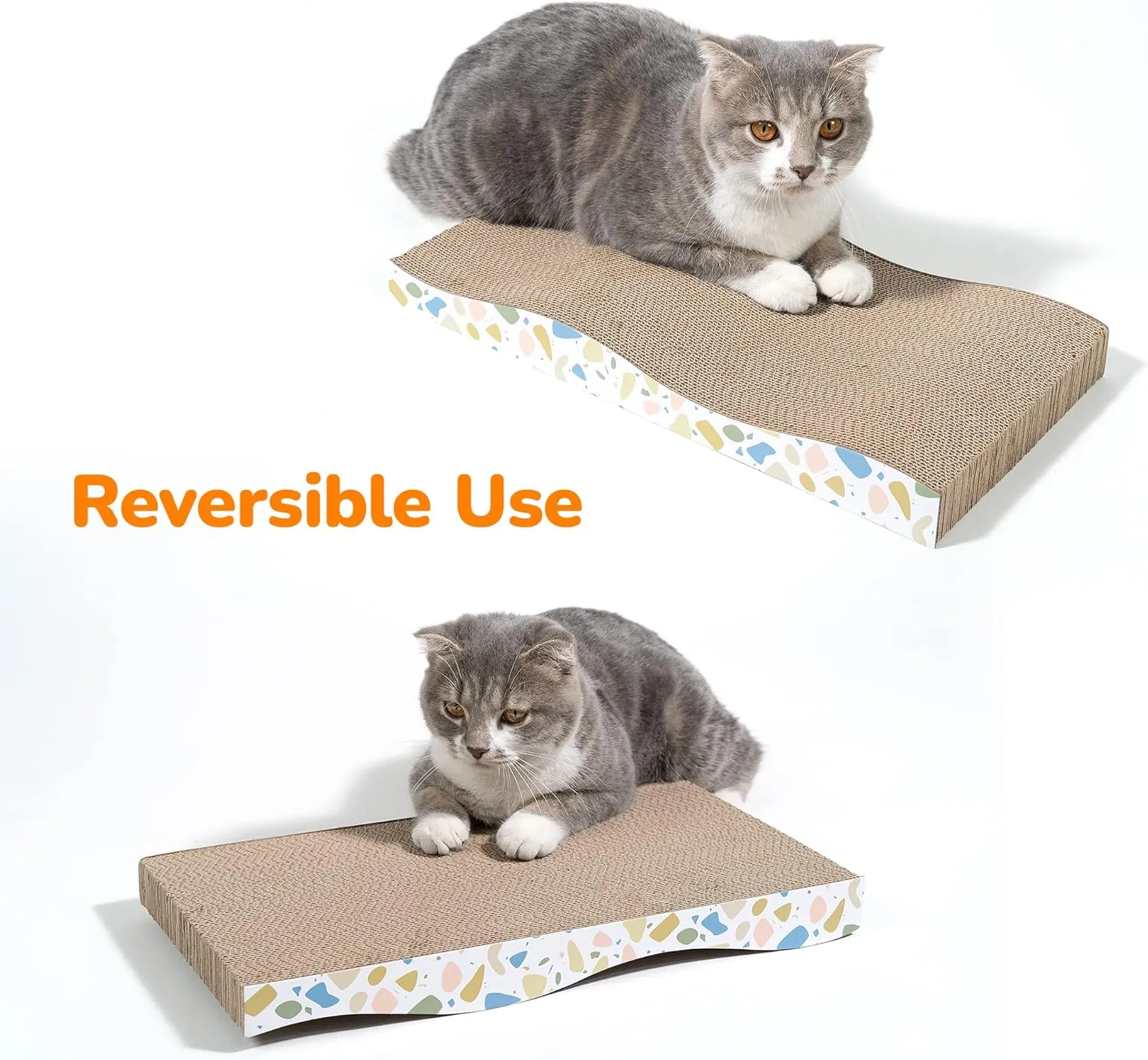 Cat Scratcher, Curved Scratch Pad, Durable Corrugated Cardboard Scratching Board for Indoor Cats, Heavy Duty, Double-Sided Usability, Recyclable with Catnip