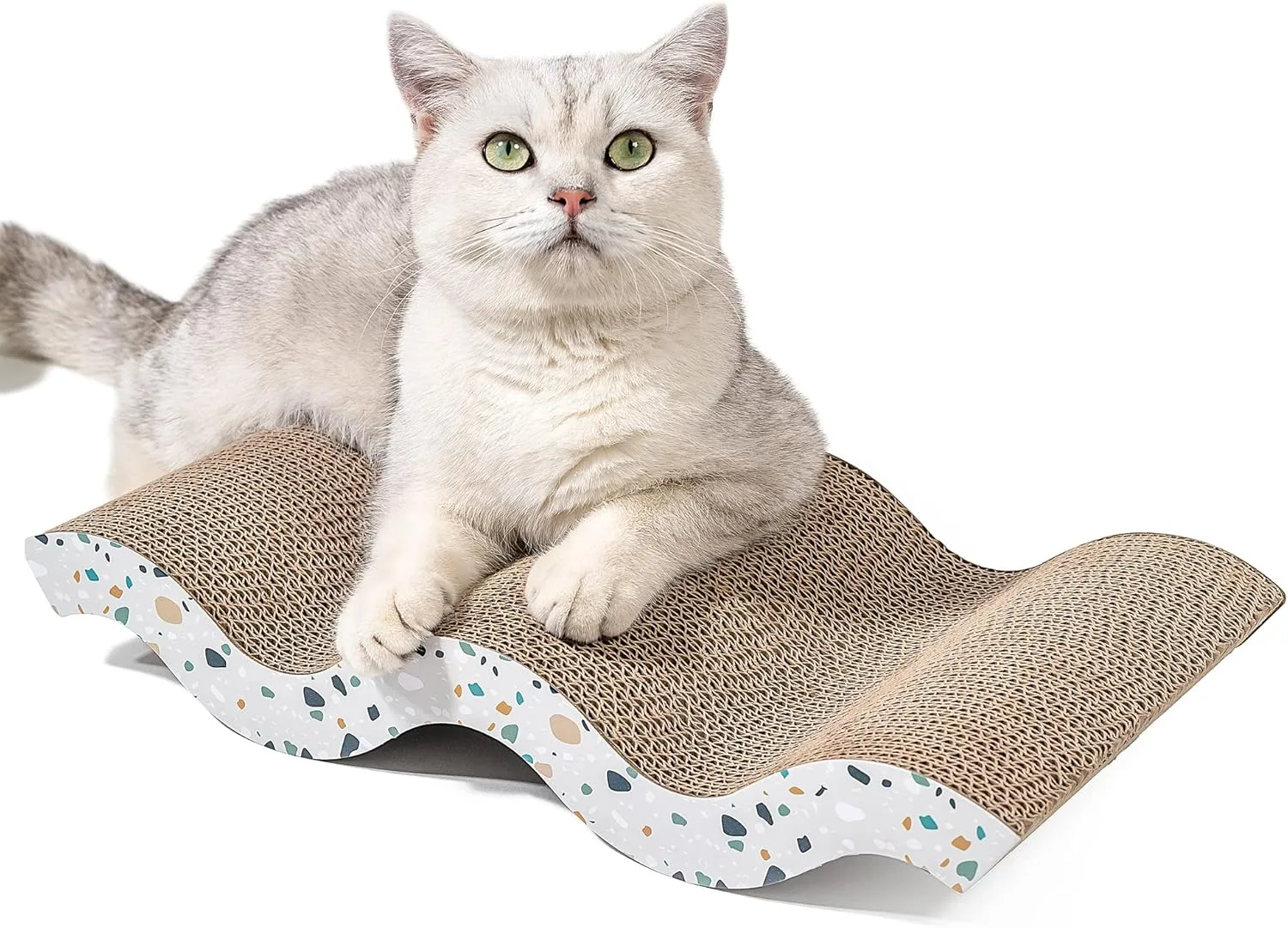 Cat Scratcher, Curved Scratch Pad, Durable Corrugated Cardboard Scratching Board for Indoor Cats, Heavy Duty, Double-Sided Usability, Recyclable with Catnip