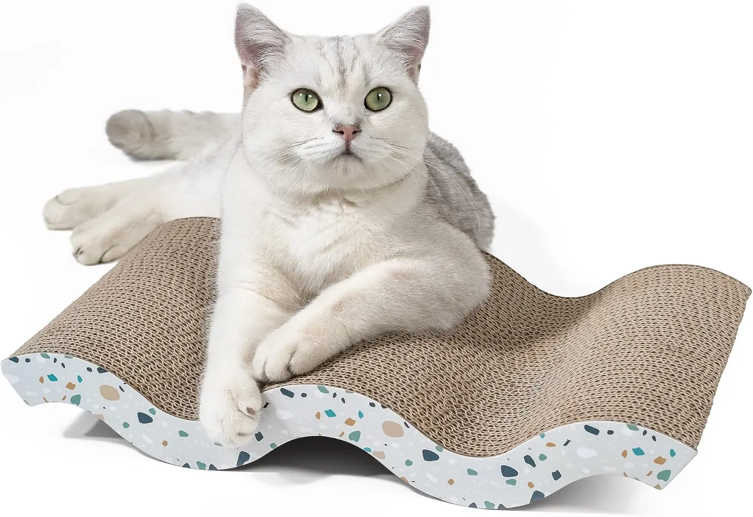 Cat Scratcher, Curved Scratch Pad, Durable Corrugated Cardboard Scratching Board for Indoor Cats, Heavy Duty, Double-Sided Usability, Recyclable with Catnip