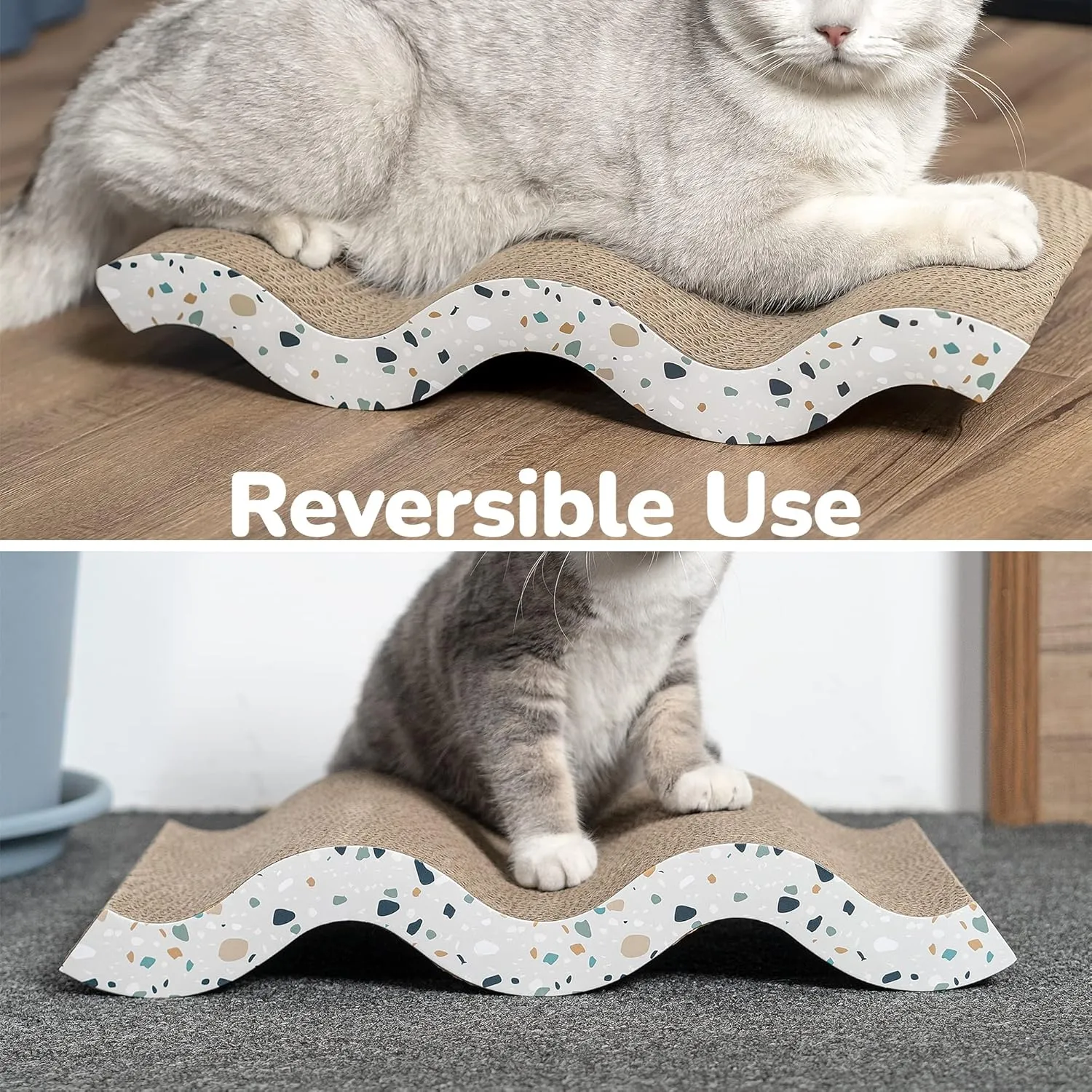 Cat Scratcher, Curved Scratch Pad, Durable Corrugated Cardboard Scratching Board for Indoor Cats, Heavy Duty, Double-Sided Usability, Recyclable with Catnip