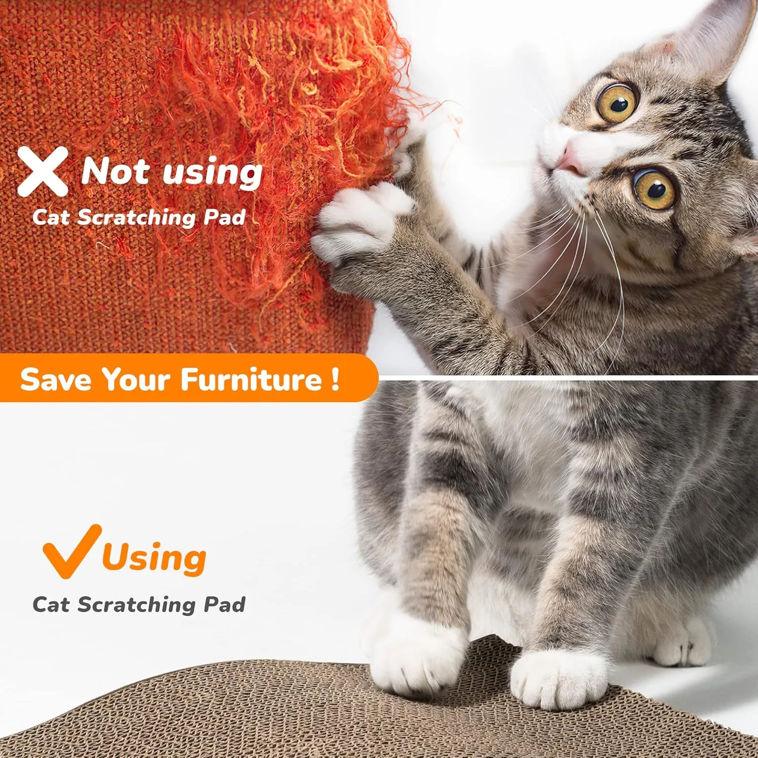 Cat Scratcher, Curved Scratch Pad, Durable Corrugated Cardboard Scratching Board for Indoor Cats, Heavy Duty, Double-Sided Usability, Recyclable with Catnip