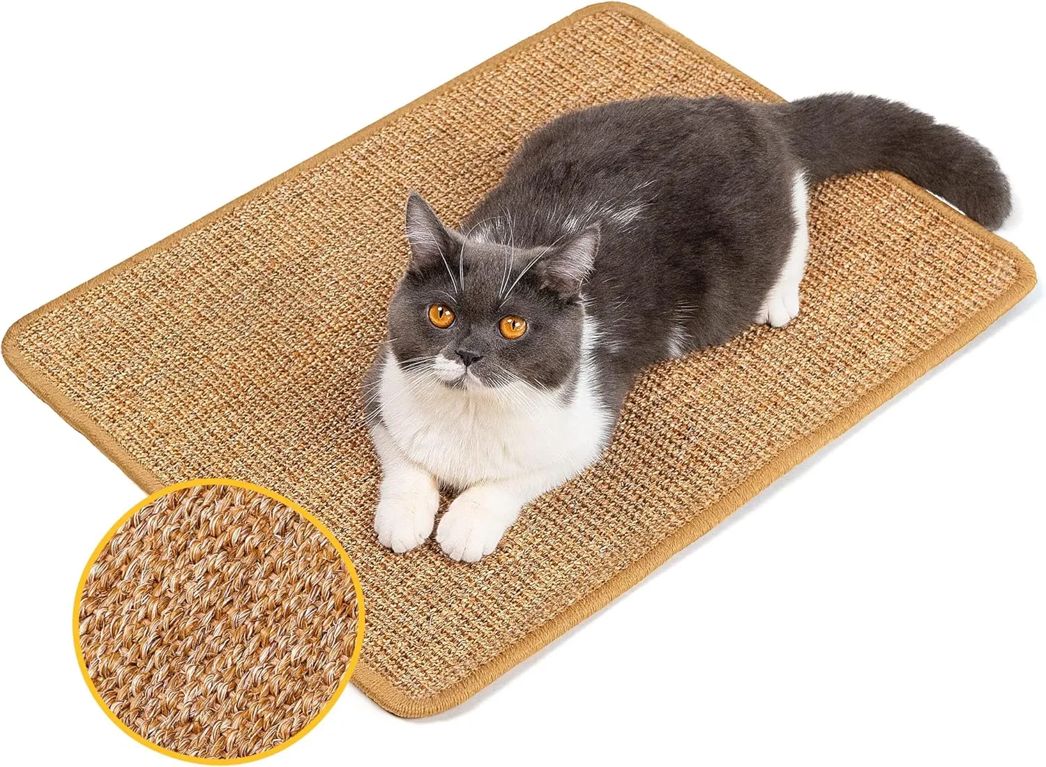 Cat Scratcher Mat,Natural Sisal Cat Scratch Pad,Horizontal Floor Cat Scratching Pads Rug for Indoor Cats Grinding Claws Nails,Cat Furniture Protector for Couch & Carpets & Sofas