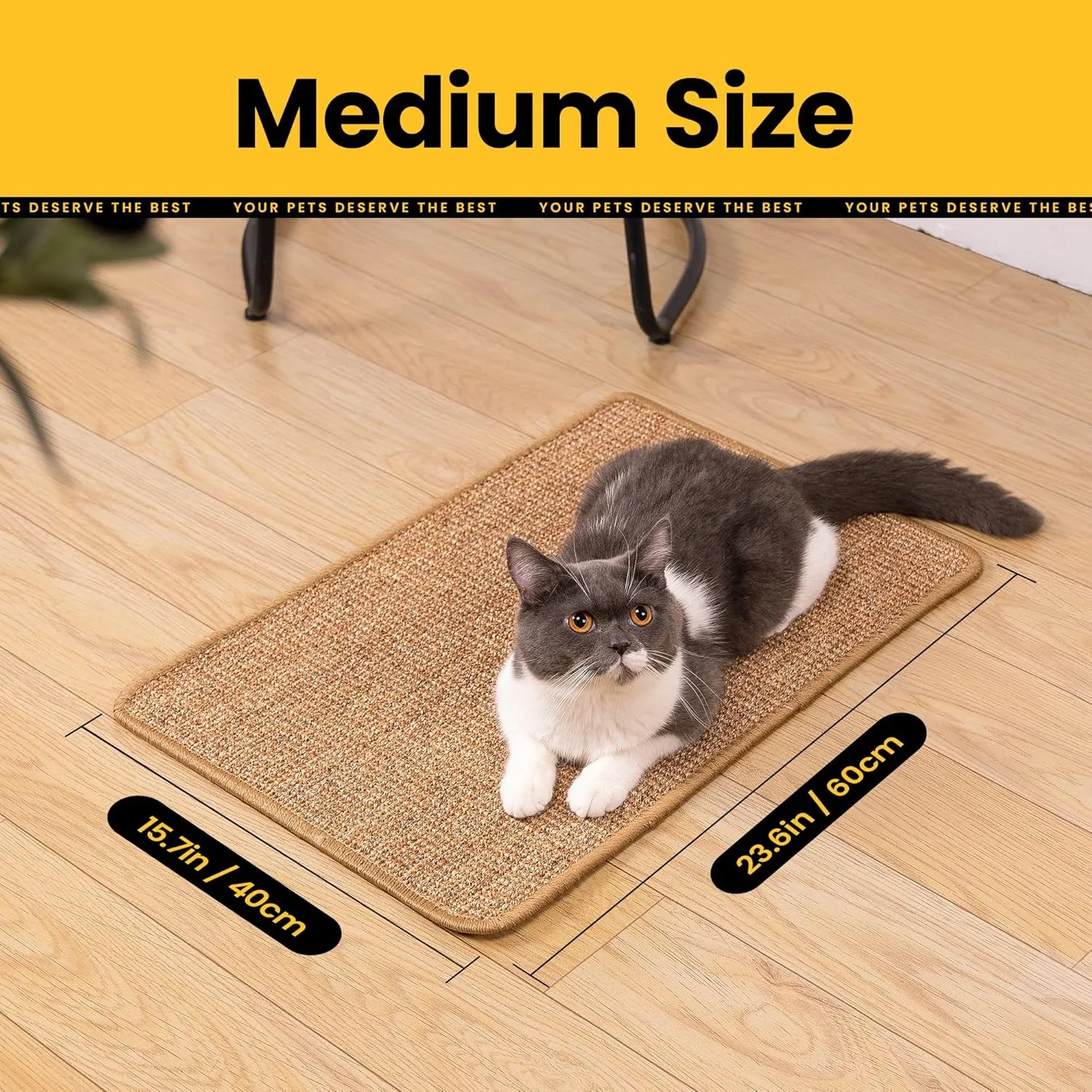 Cat Scratcher Mat,Natural Sisal Cat Scratch Pad,Horizontal Floor Cat Scratching Pads Rug for Indoor Cats Grinding Claws Nails,Cat Furniture Protector for Couch & Carpets & Sofas