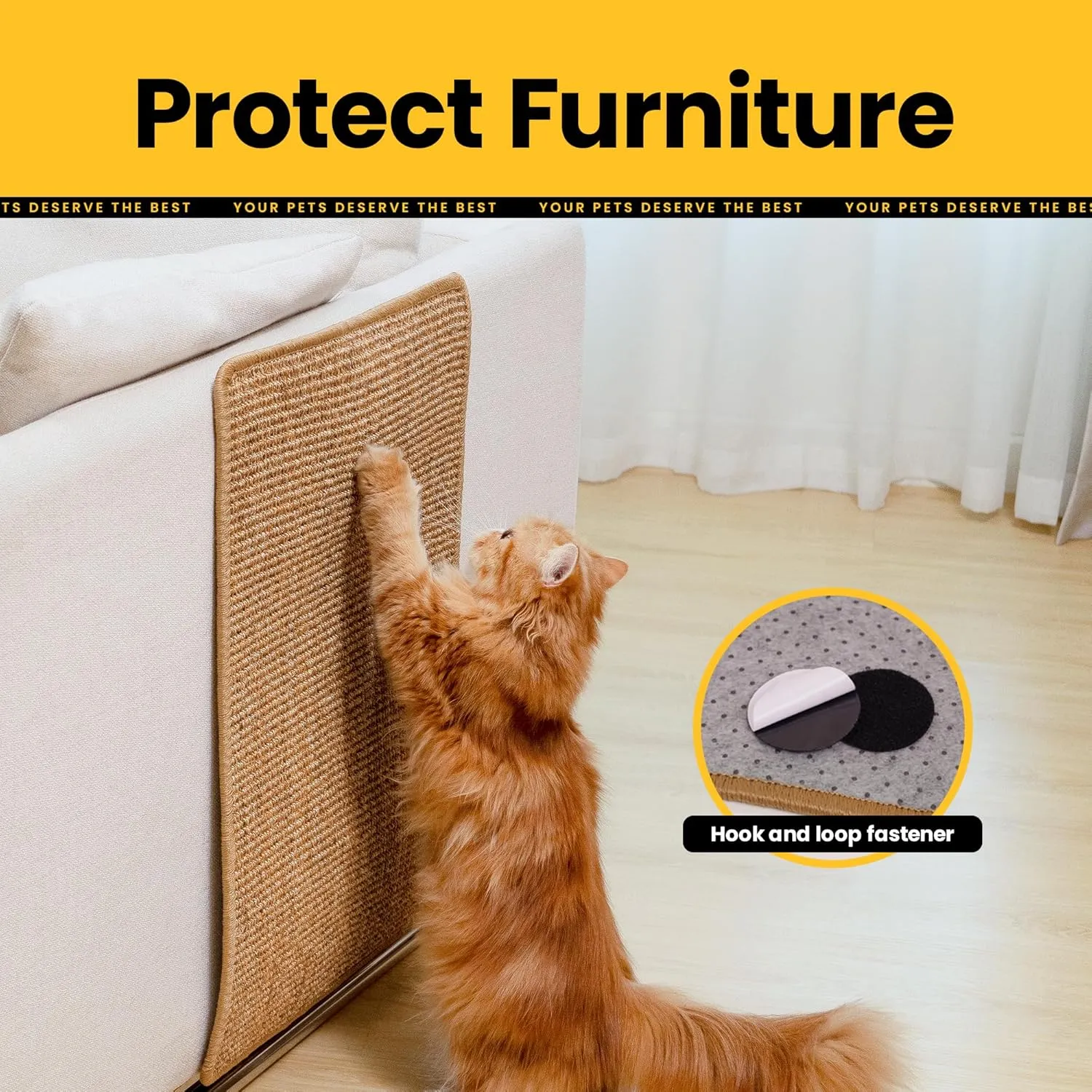 Cat Scratcher Mat,Natural Sisal Cat Scratch Pad,Horizontal Floor Cat Scratching Pads Rug for Indoor Cats Grinding Claws Nails,Cat Furniture Protector for Couch & Carpets & Sofas