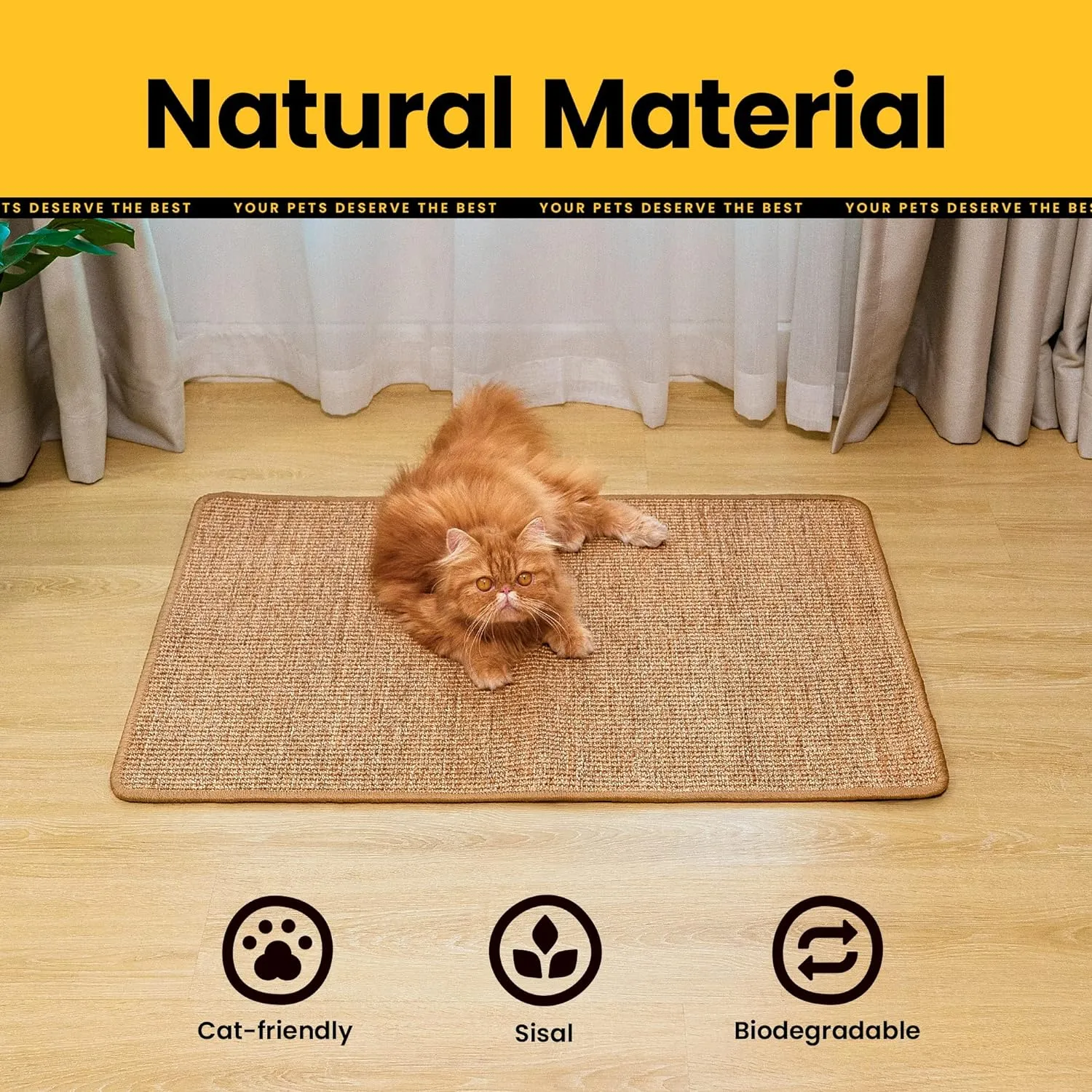Cat Scratcher Mat,Natural Sisal Cat Scratch Pad,Horizontal Floor Cat Scratching Pads Rug for Indoor Cats Grinding Claws Nails,Cat Furniture Protector for Couch & Carpets & Sofas