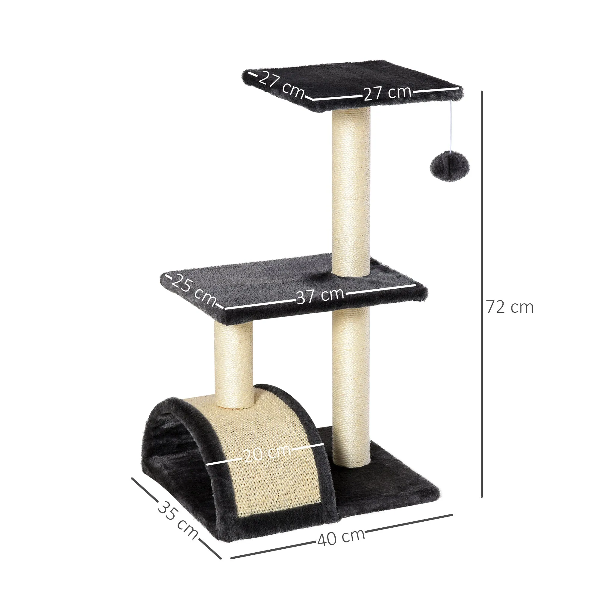Cat tree Tower 72cm Climbing Activity Centre Kitten-Grey
