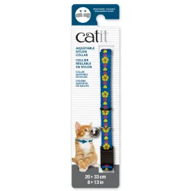 Catit Adjustable Breakaway Nylon Collar - Blue with Flowers - 20-33 cm (8-13 in)