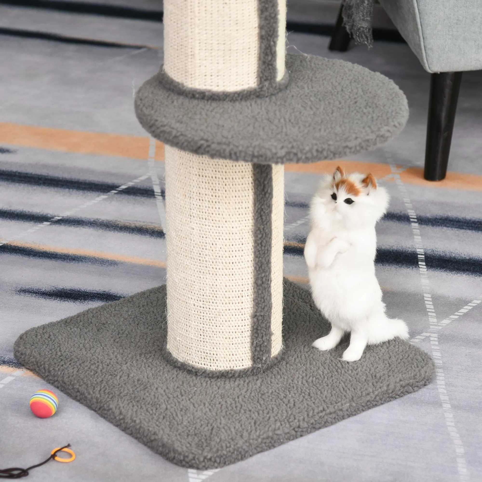 Cats 2-Tier Scratching Tree w/ Bed Grey