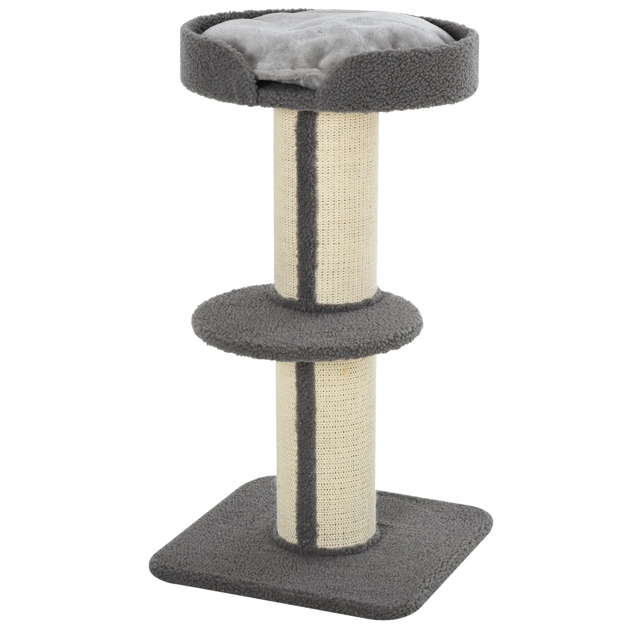 Cats 2-Tier Scratching Tree w/ Bed Grey