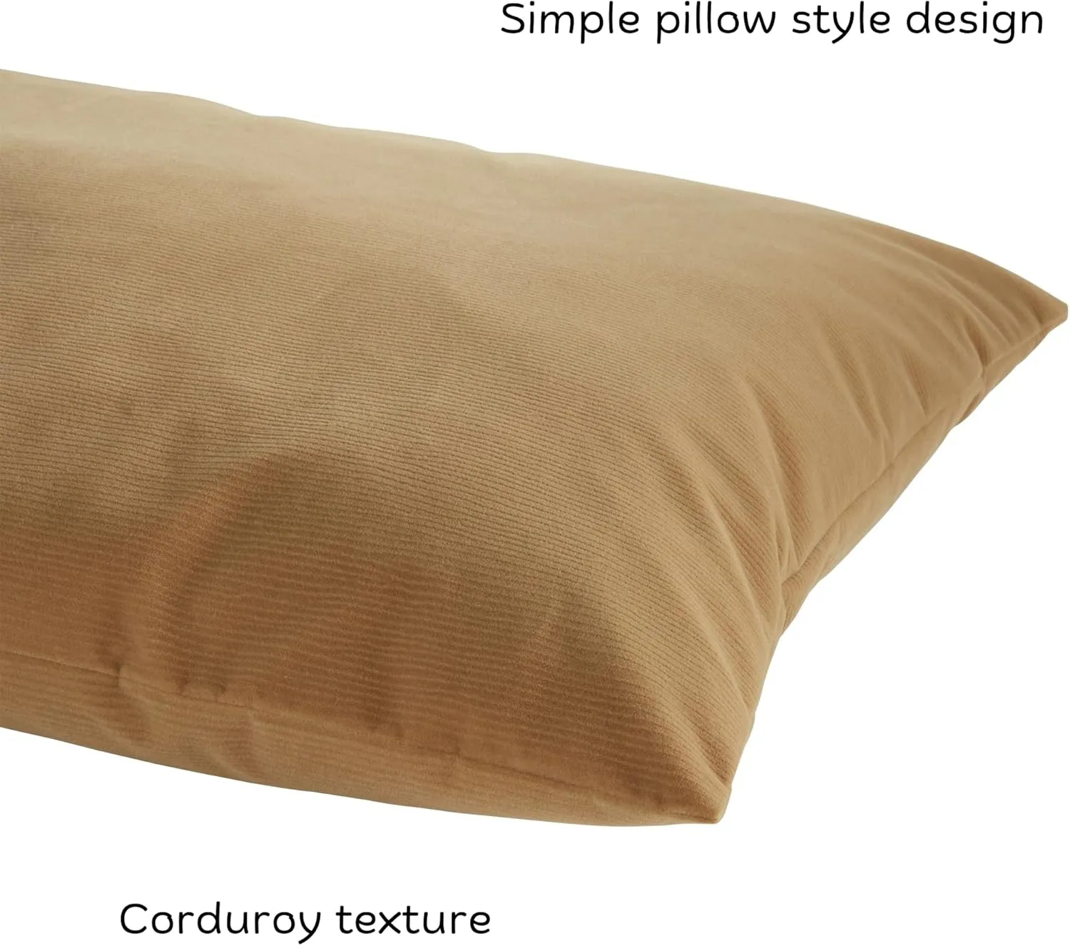 Charlie Corduroy Reversible Pillow Dog Bed with Removable Cover, Fawn, Large (48" x 36")
