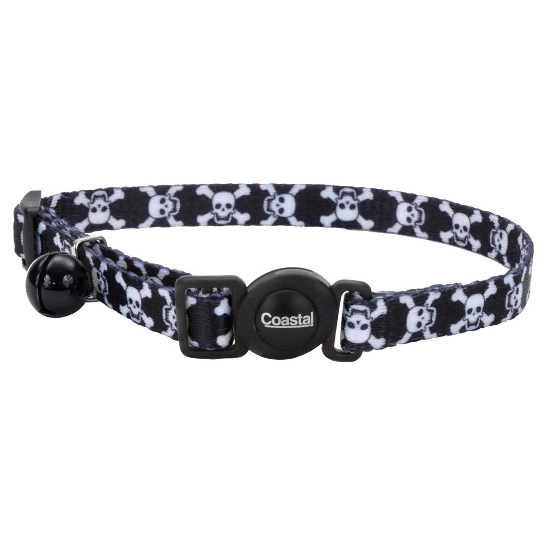 Coastal Safe Cat Adjustable Fashion Breakaway Collar for Cats Black Skulls